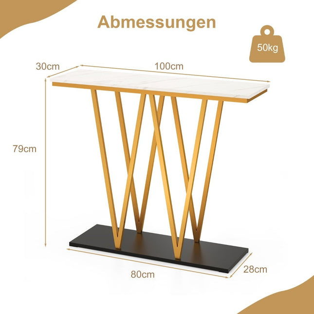 Console Table with Marble Look & Metal Frame