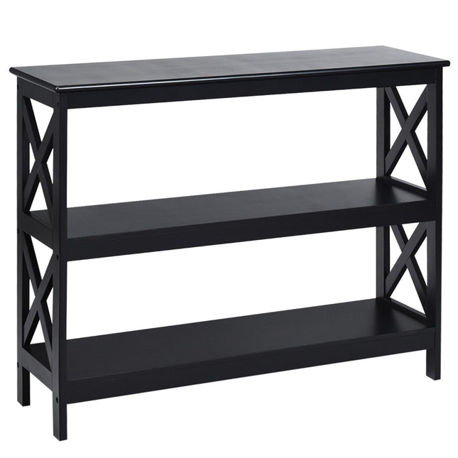 Consoletafel bijzettafel industrieel design met plank haltafel 100 x 33 x 80 cm zwart