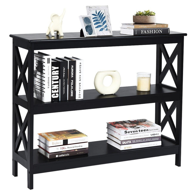 Consoletafel bijzettafel industrieel design met plank haltafel 100 x 33 x 80 cm zwart
