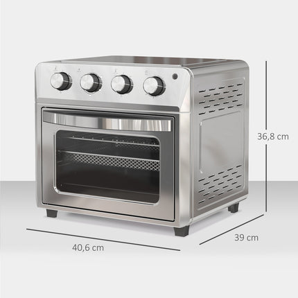 Horkovzdušná minitrouba s fritézou, 24L, 6 režimů, časovač, stříbrná