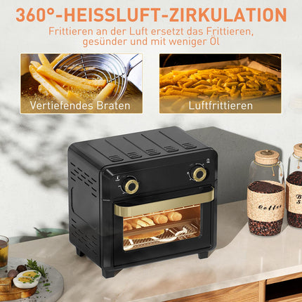 Horkovzdušná minitrouba s fritézou, časovač, 10L, černá