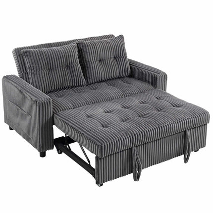 Convertible 2-Seater Sofa Bed, Dark Grey Cord, 157x190 cm