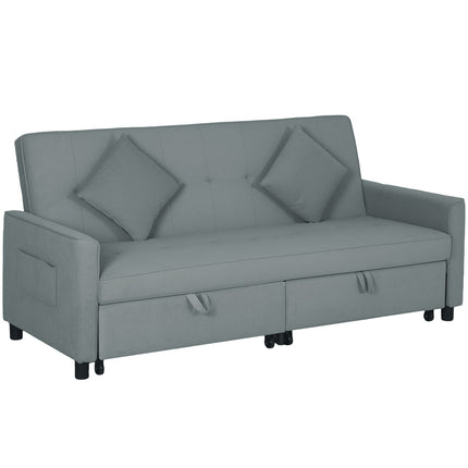 Verwandelbares 3-Sitzer Schlafsofa mit verstellbarer Rückenlehne, Grau