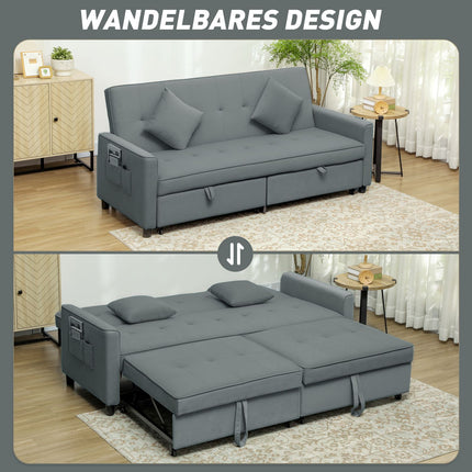 Verwandelbares 3-Sitzer Schlafsofa mit verstellbarer Rückenlehne, Grau