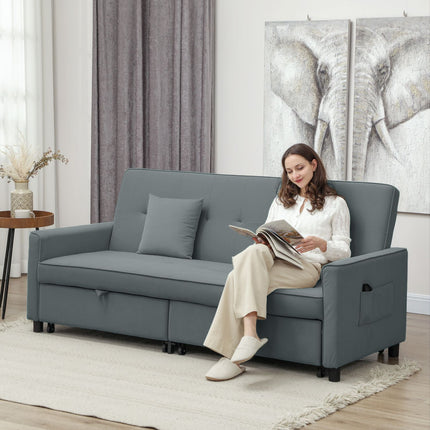 Verwandelbares 3-Sitzer Schlafsofa mit verstellbarer Rückenlehne, Grau