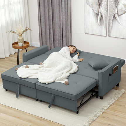 Verwandelbares 3-Sitzer Schlafsofa mit verstellbarer Rückenlehne, Grau