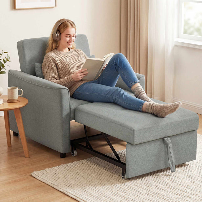 Convertibele 3-in-1 slaapbank met verstelbare rugleuning, grijs