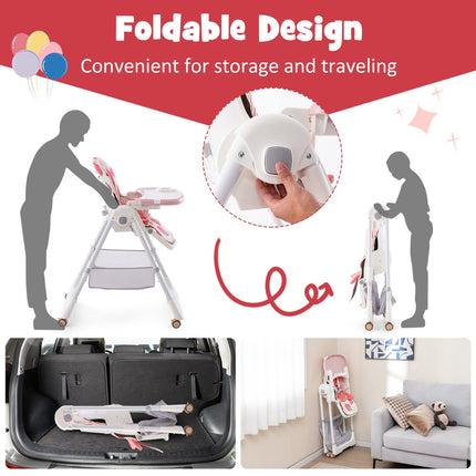 Wandelbarer Babyhochstuhl, 4-in-1 klappbar, höhenverstellbar