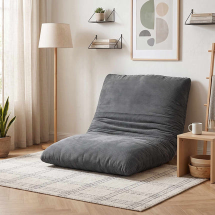 Convertible Cord Floor Sofa Bed, Dark Grey, 145x184 cm