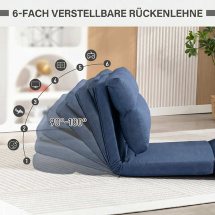 Convertible Floor Chair Bed, Adjustable Backrest, Dark Blue