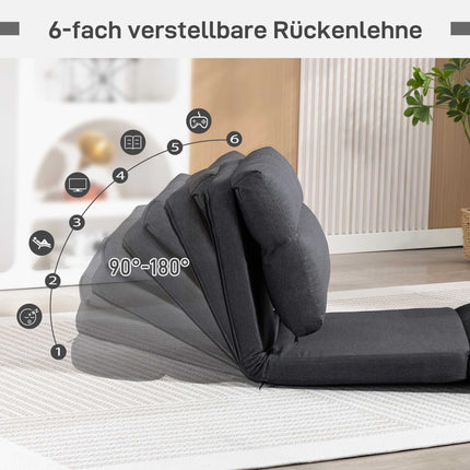 Convertible Floor Chair with Adjustable Backrest, Dark Grey