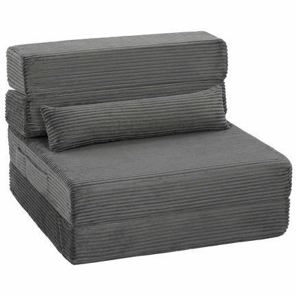 Convertible Floor Chair with Corduroy Cover, Dark Grey