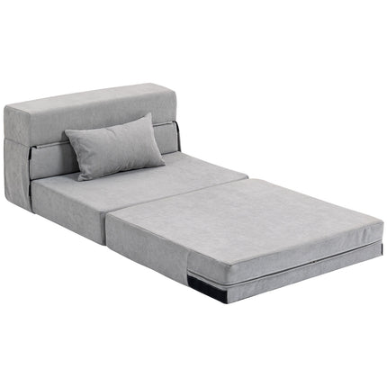 Convertible Floor Sofa Bed – Foam, Light Grey, Includes Pillow