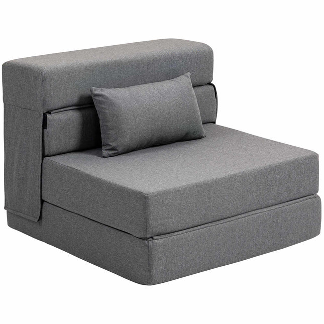 Omvormbare slaapbank van schuimrubber, grijs, linnenlook stof