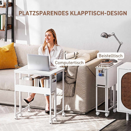 Convertible Folding Desk with Open Shelf, White