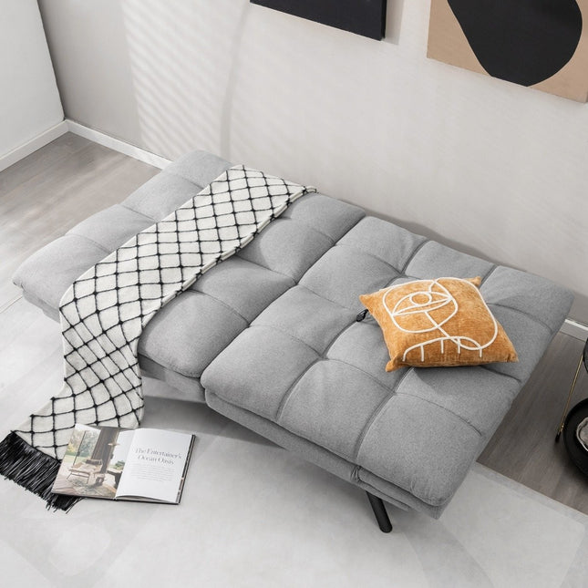 Grijze futon slaapbank met verstelbare rugleuning