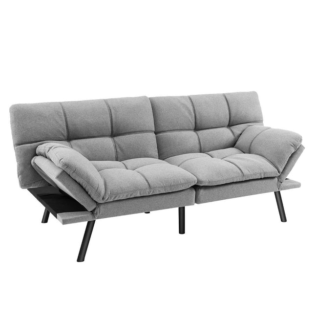 Grijze futon slaapbank met verstelbare rugleuning