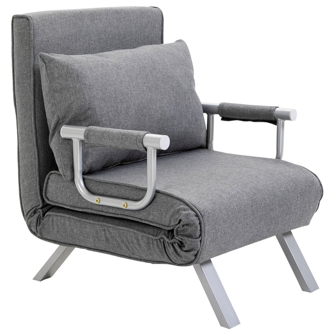 Converteerbare relaxfauteuil met bedfunctie, grijs, 65x69x80 cm