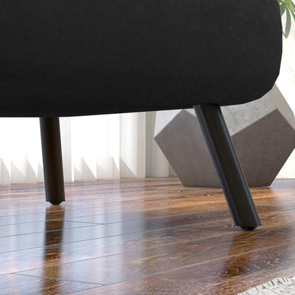 Convertible Recliner Chair with Cushion, Black Velvet