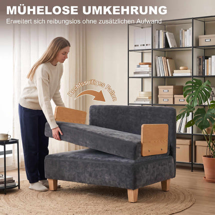 Convertible Sleeper Chair with Linen Velvet, Dark Grey