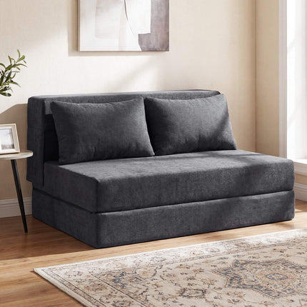 Schlafsofa, 3-in-1 Chenille, 2 Kissen, Grau