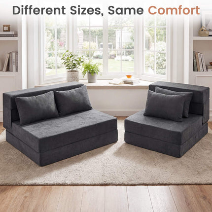 Schlafsofa, 3-in-1 Chenille, 2 Kissen, Grau