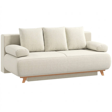 Convertible Sofa Bed with Adjustable Backrest, Corduroy, Beige