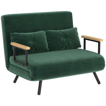 Schlafsofa mit verstellbarer Rückenlehne, grüner Stoff