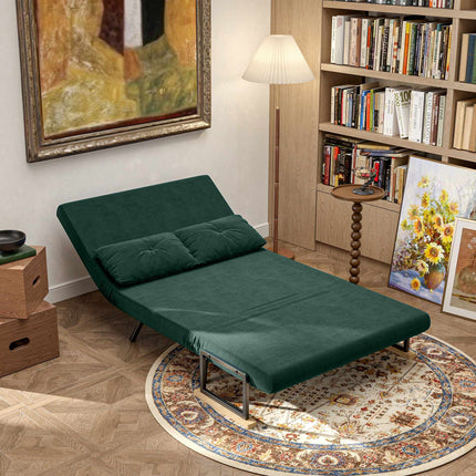 Schlafsofa mit verstellbarer Rückenlehne, grüner Stoff