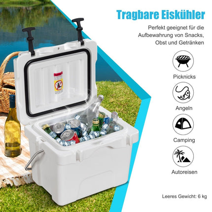 Chladicí box s objemem 15 L, s rukojetí, výpustí a 2 držáky na nápoje, bílý