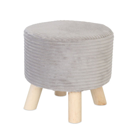 Cord Pouffe – Upholstered Seat with Wooden Legs