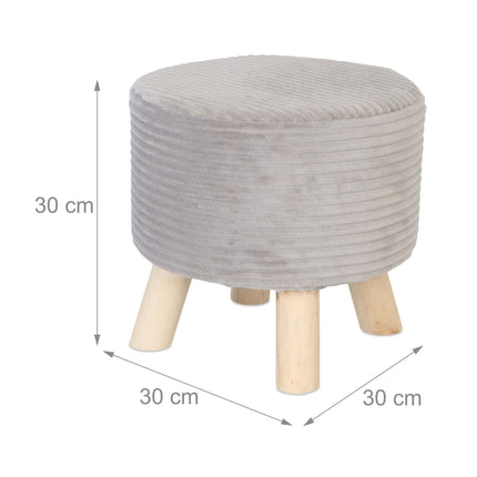 Cord Pouffe – Upholstered Seat with Wooden Legs