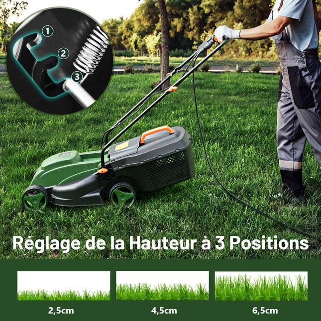 Corded Electric Lawn Mower, 10A 32 cm, 25L Bag