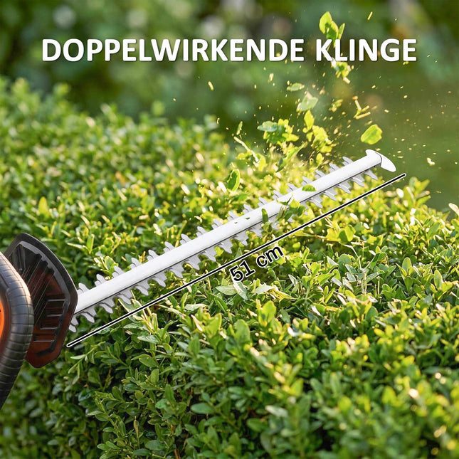 Cordless Electric Hedge Trimmer, 51cm Blade, 100W Motor
