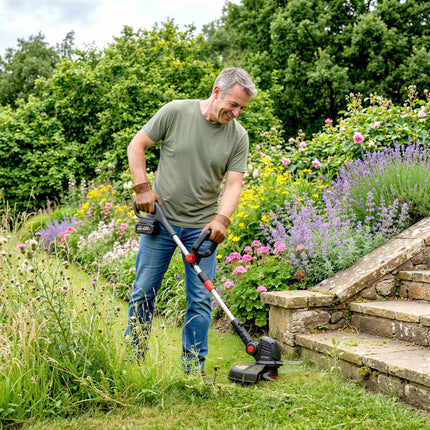 Cordless Grass Trimmer, 30 cm Cutting Width, Adjustable