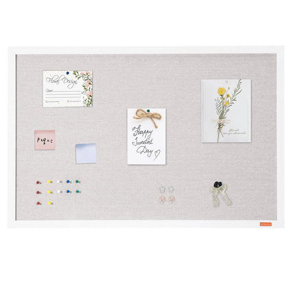 Cork Bulletin Board 36 x 24 in, White Linen Surface