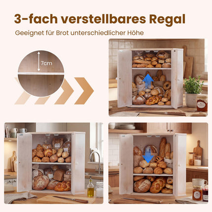 Eck-Bambus-Brotkasten mit verstellbarem Regal & 2 Türen