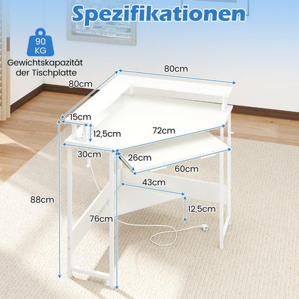 Corner Desk with Charging Station, LED, Monitor Stand