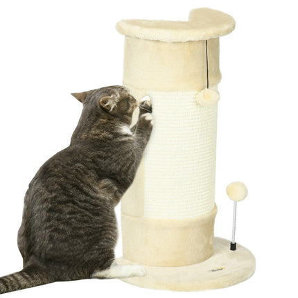 Škrabadlo pro kočky s míčkem - 58 cm sisal, krémově bílá