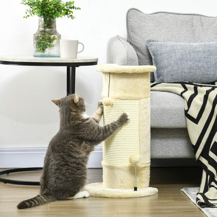 Škrabadlo pro kočky s míčkem - 58 cm sisal, krémově bílá