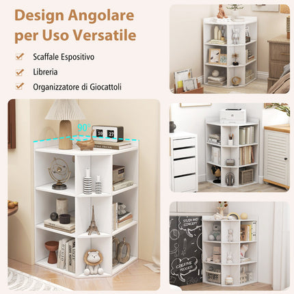 Corner Shelf With Charging Station, 9 Cubes, White
