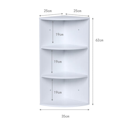 Eckregal mit 3 Ebenen – platzsparendes MDF-Design