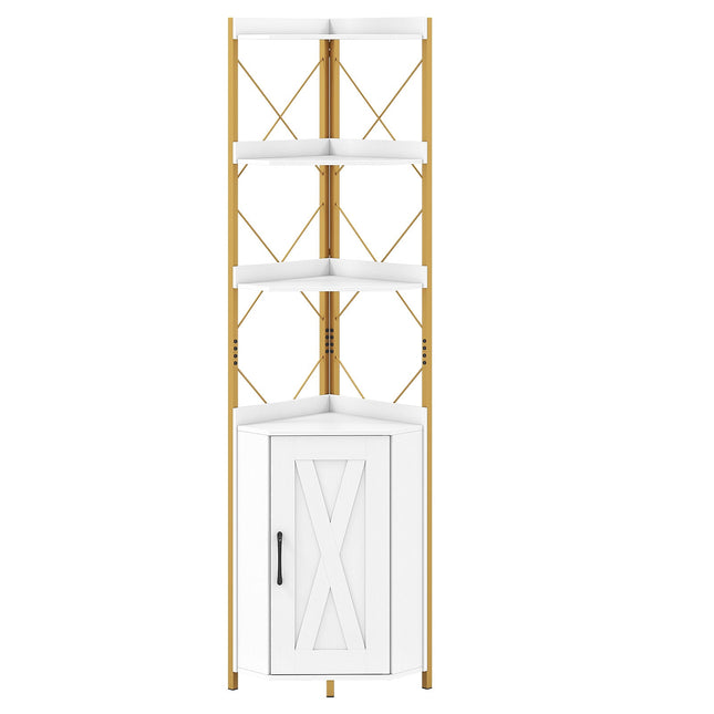 Hoekplank met opbergruimte, 180 cm, 5 lagen, wit