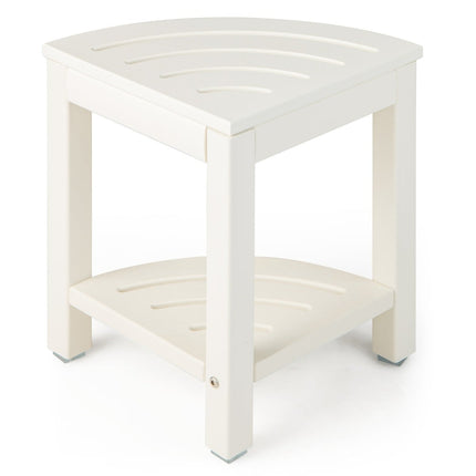 Corner Shower Bench with Shelf, Waterproof HDPE, 150kg Capacity