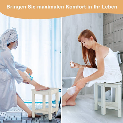 Corner Shower Bench with Shelf, Waterproof HDPE, 150kg Capacity