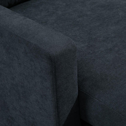 Dark gray reversible L-shaped fabric sofa with chaise longue