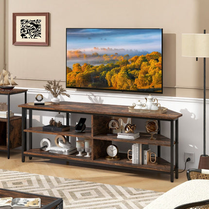 Rohový TV stolek pro televize do 65 palců, USB-C, zásuvky