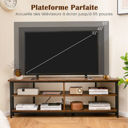 Rohový TV stolek pro televize do 65 palců, USB-C, zásuvky