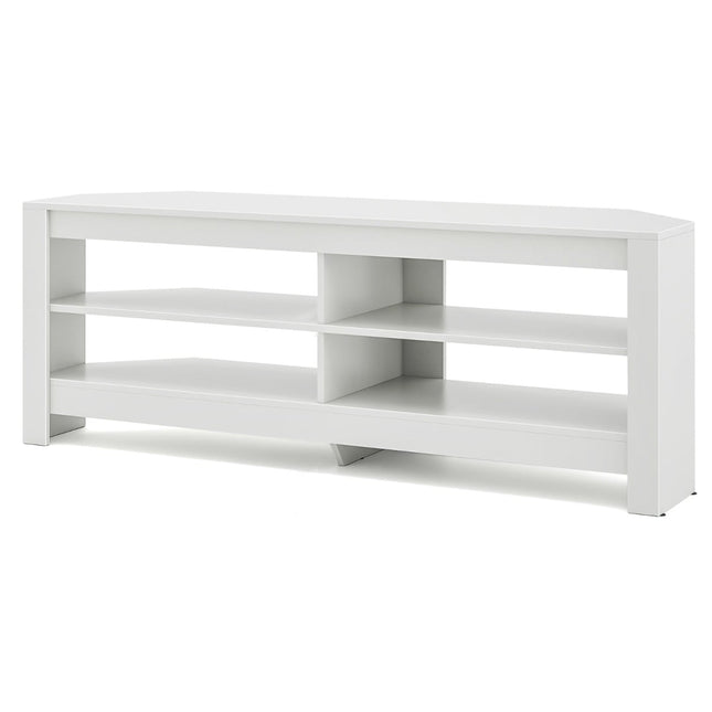 Hoek-tv-meubel met oplaadstation en 4 planken voor 65-inch tv's