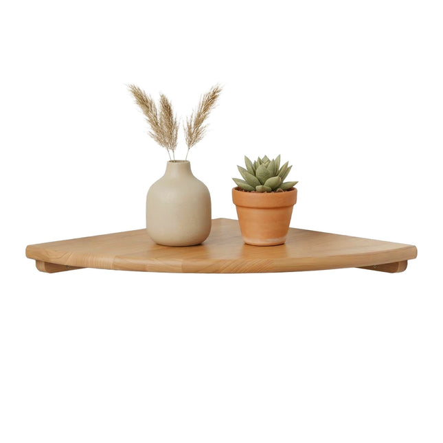 Hoekwandplank, walnoot, halfrond, wandmontage